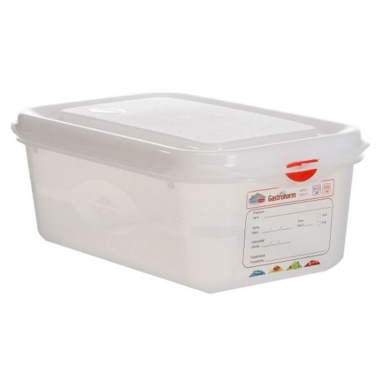 Picture of POLYPROPYLENE GASTRONORM CONTAINER GN 1/4 100MM 2.8LTR COLOUR CODED WITH LABEL