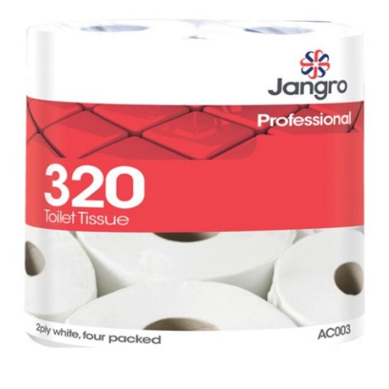 Picture of JANGRO TOILET ROLL PURE 320SHT 9 X 4PKT 2PLY WHITE (36)