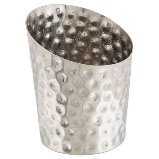 Picture of HAMMERED STAINLESS STEEL ANGLED CONE 9.5x11.6cm