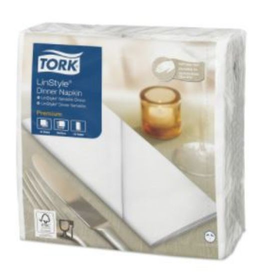 Picture of TORK LINSTYLE DINNER NAPKIN 8 FOLD 39CM WHITE  (600)