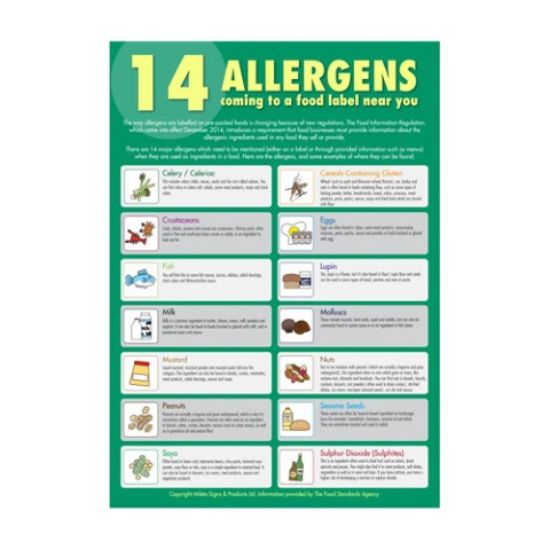 Picture of FOOD ALLERGEN GUIDE FOR CATERING STAFF A3 STICKER