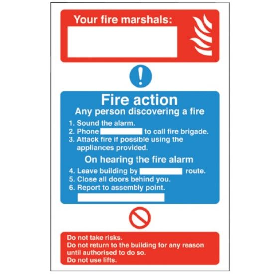 Picture of FIRE ACTION SIGN RIGID 300X200MM