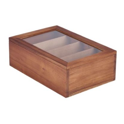 Picture of ACACIA WOOD TEA BOX WITH 4 COMPARTMENTS 30x20x10CM