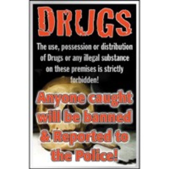 Picture of DRUGS WARNING 297X210MM SILVER & BLACK