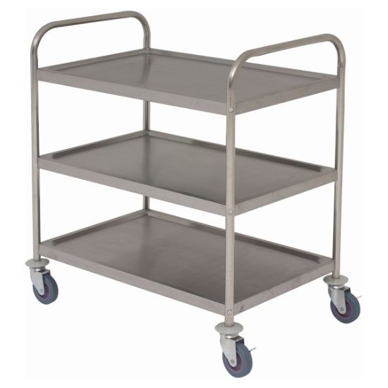 Picture of STAINLESS STEEL 3 SHELF TROLLEY FLAT PACKED L85.5 x W53.5 x H93.3CM 