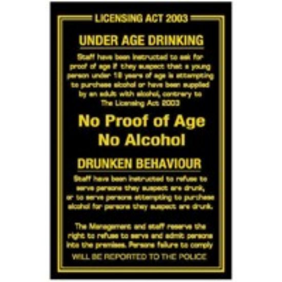 Picture of LICENSING ACT 2003 280X170MM BLACK ON GOLD