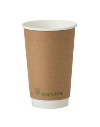 Picture of PACK OF 25 EDENWARE COMPOSTABLE PAPER DOUBLE WALL COFFEE CUP 16oz 