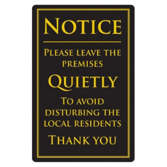 Picture of NOTICE PLEASE LEAVE PREMISES RIGID 260X170MM BLACK & GOLD