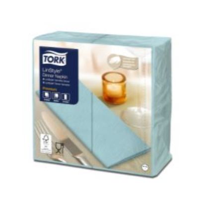 Picture of TORK LINSTYLE DINNER NAPKIN 8 FOLD 39CM AQUA BLUE (600)