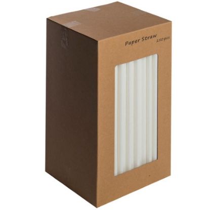 Picture of WHITE PAPER BIODEGRADABLE STRAWS 8"  (PACK OF 250)