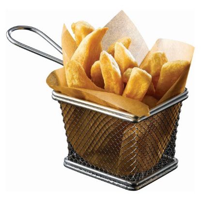 Picture of SERVING FRY BASKET RECTANGULAR STAINLESS STEEL 10x8x7.5CM