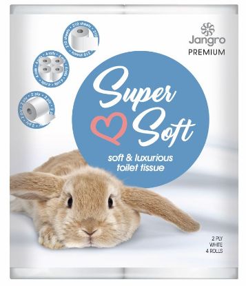 Picture of JANGRO PREMIUM BUNNIES SUPER SOFT 2PLY TOILET TISSUE 200 SHEET (40)