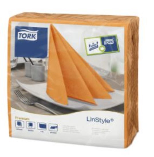 Picture of TORK LINSTYLE DINNER NAPKIN 4 FOLD 39CM ORANGE (600)