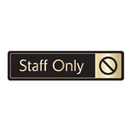 Picture of STAFF ONLY DOOR SIGN S/A 43X178MM BLACK & GOLD