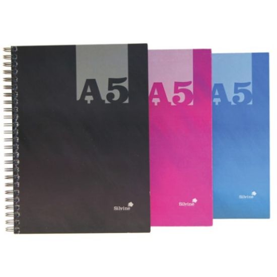 Picture of SILVINE A5 TWIN WIRE HARDBOOK NOTEBOOK 140 PAGES RULED