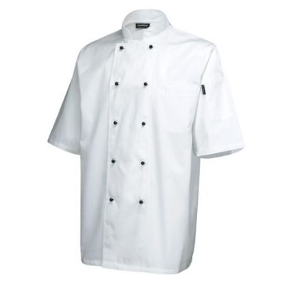 Picture of SUPERIOR WHITE CHEF JACKET STUD BUTTONS SHORT SLEEVE (XL)