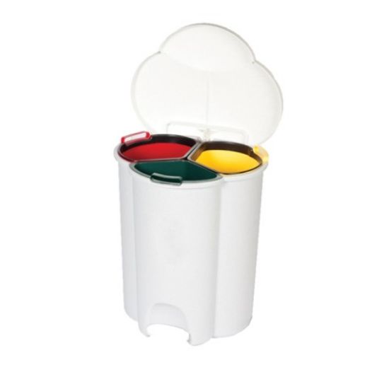 Picture of RUBBERMAID TRIO PEDAL BIN WITH 3 RIGID LINERS  2 X 17LTR 1 X 6LTR