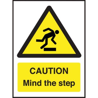 Picture of CAUTION MIND THE STEP SELF ADHESIVE 200X150MM