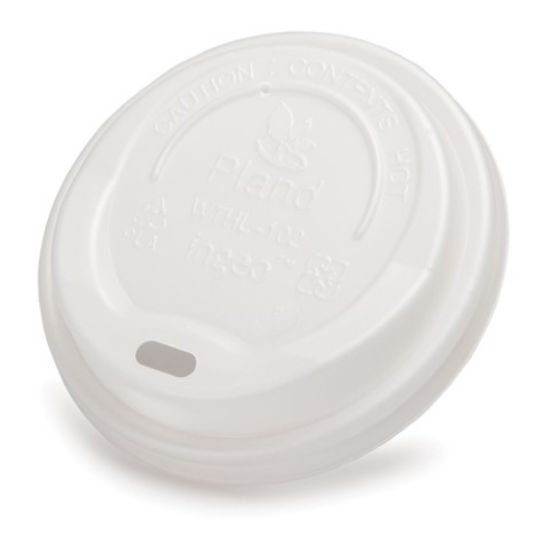 Picture of PACK OF 50 RECYCLABLE CPLA SIP THRU HOT CUP LID 8OZ WHITE