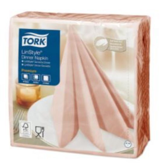 Picture of TORK LINSTYLE DINNER NAPKIN 4 FOLD 39CM CORAL (600)