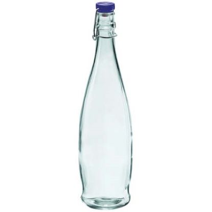 Picture of TABLE WATER BOTTLE GLASS WITH BLUE LID 35oz (SINGLE)