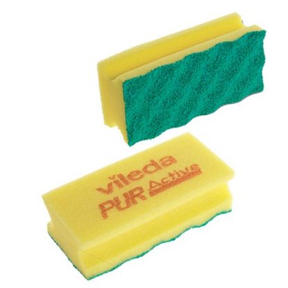 Picture of VILEDA PURACTIVE HIGH FOAM SCOURERS YELLOW (PACK OF 10)