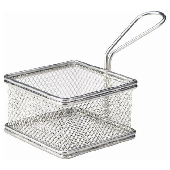 Picture of SERVING FRY BASKET SQUARE STAINLESS STEEL 9.5x9.5x6CM