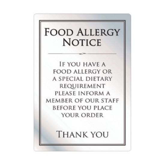 Picture of FOOD ALLERGY NOTICE BRUSHED SILVER 297x210mm