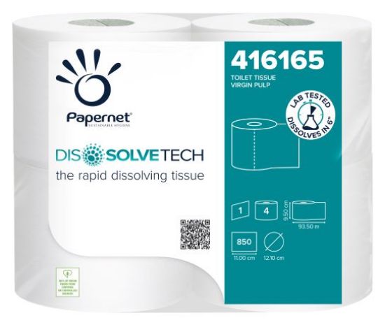 Picture of DISSOLVE TECH 1PLY CONVENTIONAL TOILET ROLL WHITE (PURE) 850 SHEET (28)