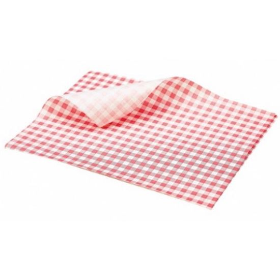 Picture of GINGHAM PRINT GREASEPROOF PAPER 25X20CM RED (1000)