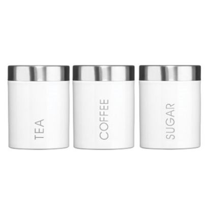 Picture of ENAMEL CANISTER SET WHITE WITH S/S LID (TEACOFFEESUGAR) *P