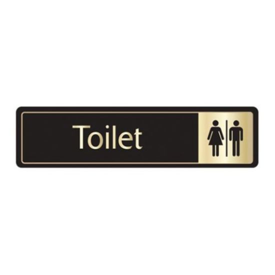 Picture of TOILET DOORSIGN SELF ADHESIVE BLACK N GOLD 43 X 178MM 