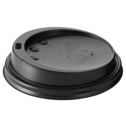 Picture of PACK OF 125 CPLA SIP THRU HOT CUP LID 20OZ FOR HUHTAMAKI CUPS BLACK *P