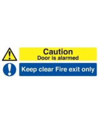 Picture of FIRE EXIT ONLY & CAUTION THIS DOOR IS ALARMED SIGN 150X450 RIGID