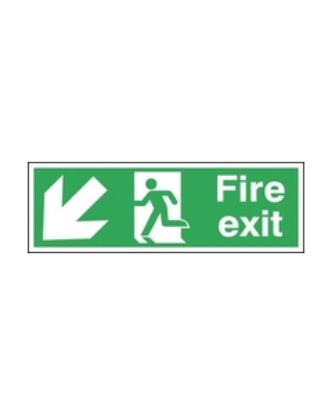 Picture of FIRE EXIT SIGN WITH RUNNING MAN AND ARROW DOWN LEFT 150X450 RIGID