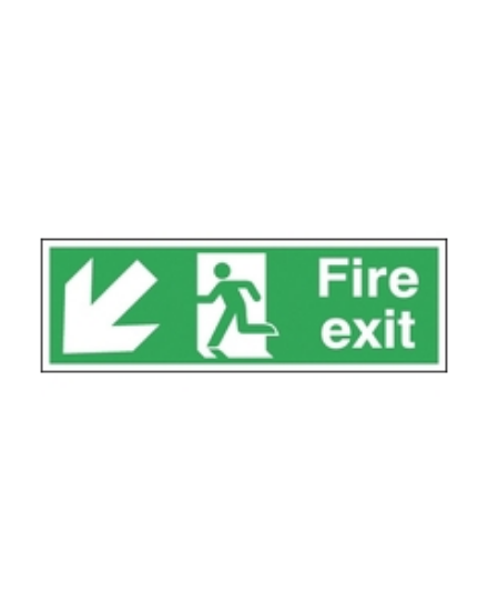 Picture of FIRE EXIT SIGN WITH RUNNING MAN AND ARROW DOWN LEFT 150X450 RIGID