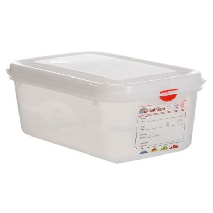 Picture of POLYPROPYLENE GASTRONORM CONTAINER GN 1/4  100MM 2.8LTR COLOUR CODED WITH LABEL