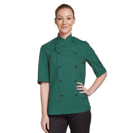 Picture of CHEF JACKET SHORT SLEEVE WITH STUD CAPS SMALL BOTTLE GREEN