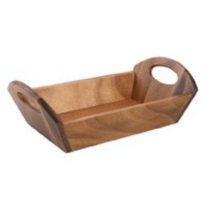 Picture of ACACIA WOOD RECTANGLE HANDLED SERVING TRAY 310X180X98MM