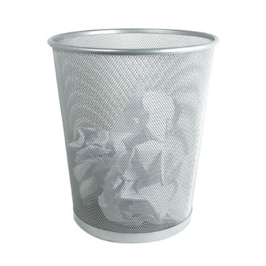 Picture of WASTE PAPER BIN MESH ROUND MATT SILVER 10"