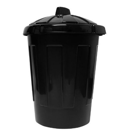 Picture of STANDARD REFUSE BIN WITH LID BLACK PLASTIC 80ltr