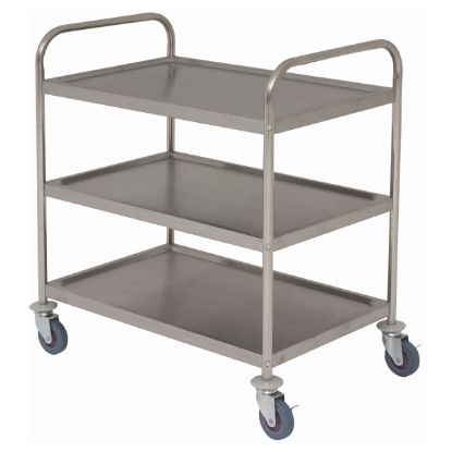 Picture of STAINLESS STEEL 3 SHELF TROLLEY FLAT PACKED         L85.5 x W53.5 x H93.3CM 