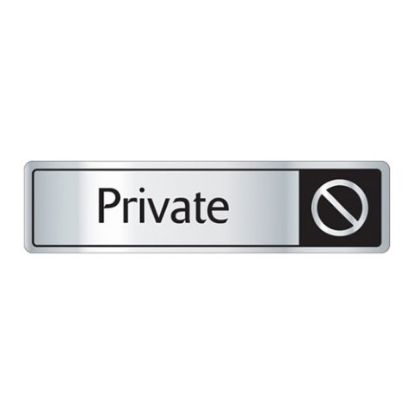 Picture of PRIVATE DOOR SIGN S/A 43X178MM BLACK & SILVER