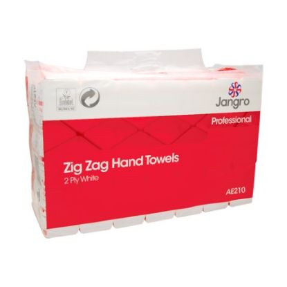 Picture of JANGRO SOFT ZIG ZAG HAND TOWELS 2PLY 23X23CM WHITE (4000)