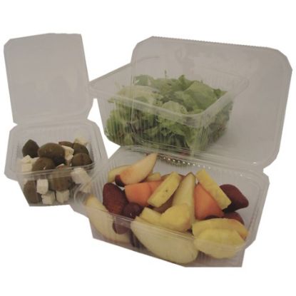 Picture of SALAD BOX HINGED LID RECYCLABLE 750ML CLEAR     (400)