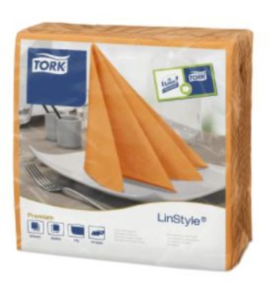 Picture of TORK LINSTYLE DINNER NAPKIN 4 FOLD 39CM ORANGE (600)