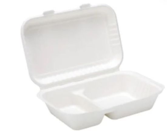 Picture of BAGASSE 2 COMPARTMENT LUNCH BOX 160x250x60mm (125) 