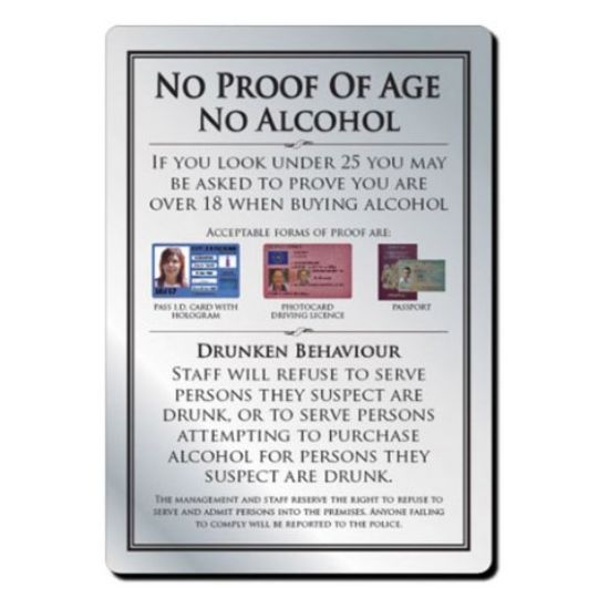 Picture of NO PROOF OF AGE WITH ADHESIVE PADS 297X210MM SILVER