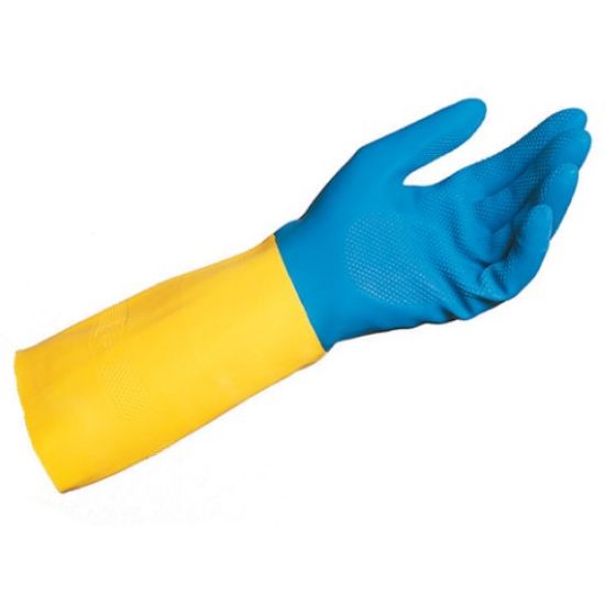 Picture of GLOVE DUO-MIX 8.5" MED BLUE/YELLOW