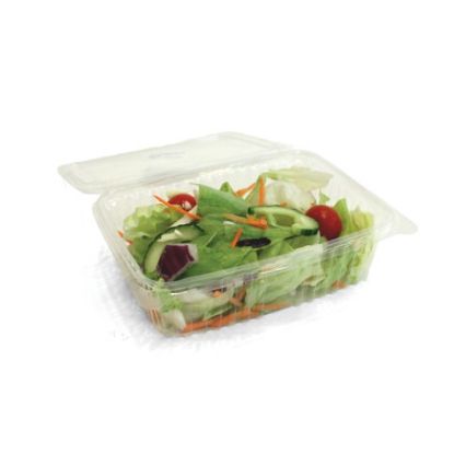 Picture of PLASTIC RECTANGULAR SALAD BOWL WITH HINGED LID 750ML CLEAR (300)